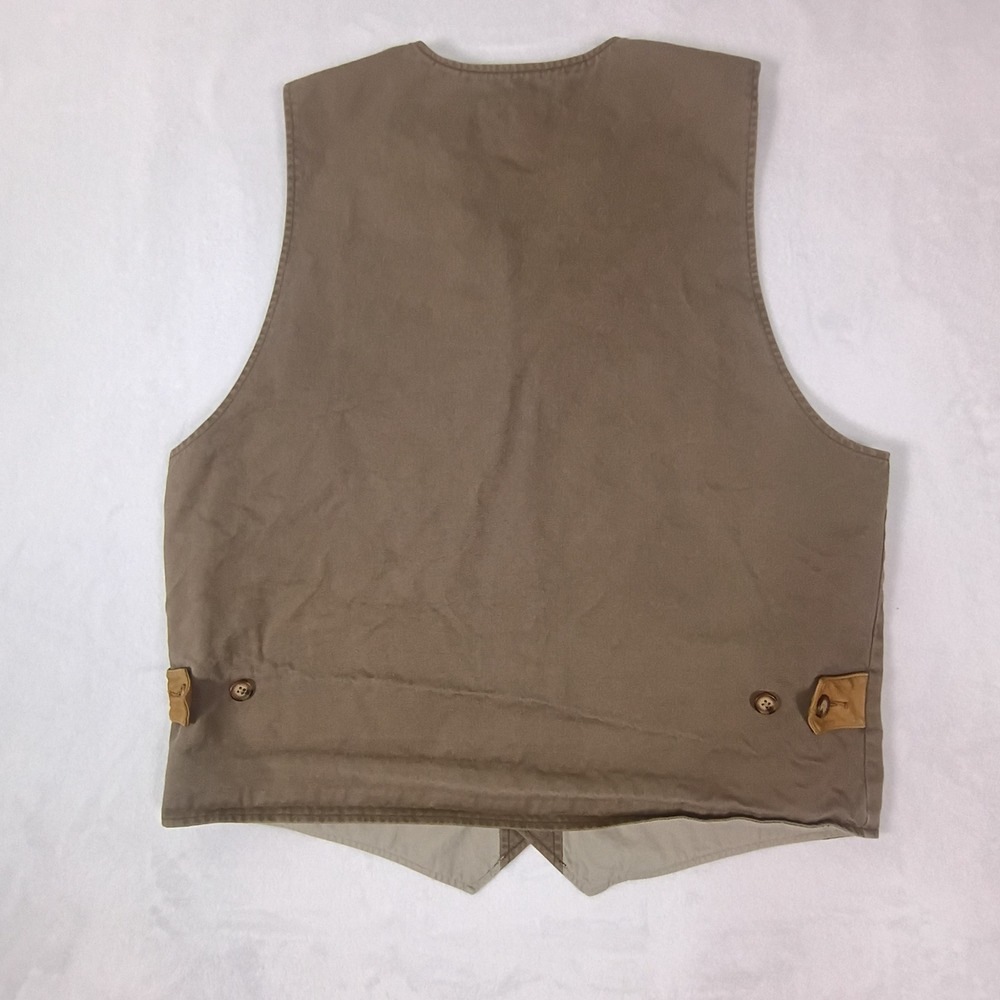 Orvis Mens Khaki Cotton Twill Button FrontWaistecoat Vest Size Large Tan - Picture 3 of 8